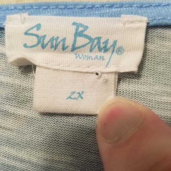 SUN BAY Womens Top size 2X   3/4 Sleeve Blue/White Beachy NWT - Picture 6 of 9